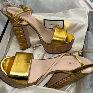 Gucci Metallic Gold Platform Heel